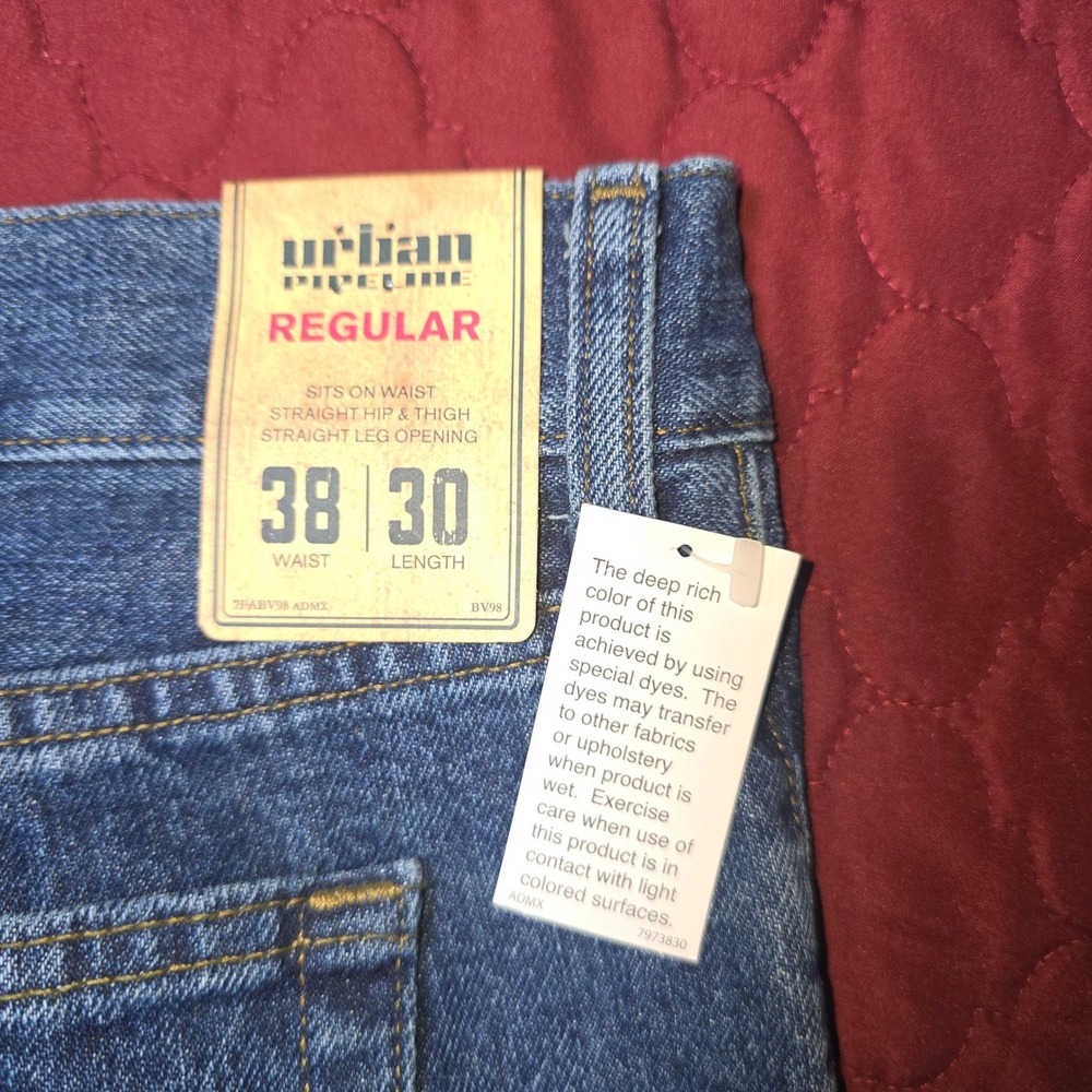 Urban Pipeline Regular Fit 38/30 Mens Jeans Stonewash Sits on Waist Straight - Picture 9 of 12